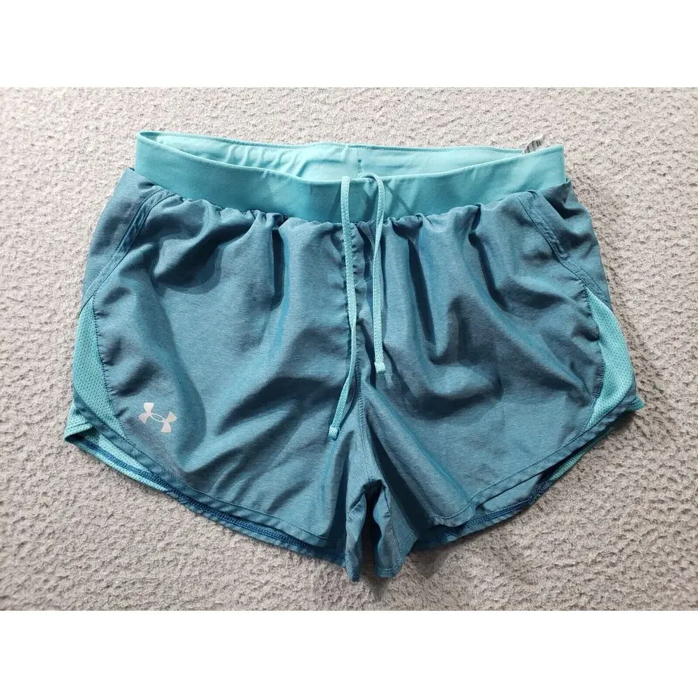 Under Armour Shorts Women's Medium Teal Blue 2.0 Fly By Running Athleisure 28x3 - Picture 1 of 16
